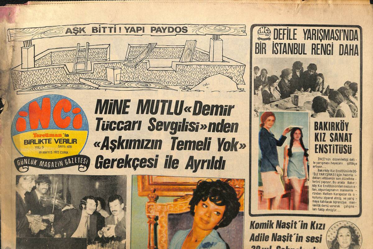 Tercüman Gazetesi İnci Eki 19 Mayıs 1972 - Brigitte Bardot ''Benim Vücuduma Legion D'Honneur Madalyası Takılıdır.Çıplaklığım Sansür Edilemez'' GZ160763 - 1