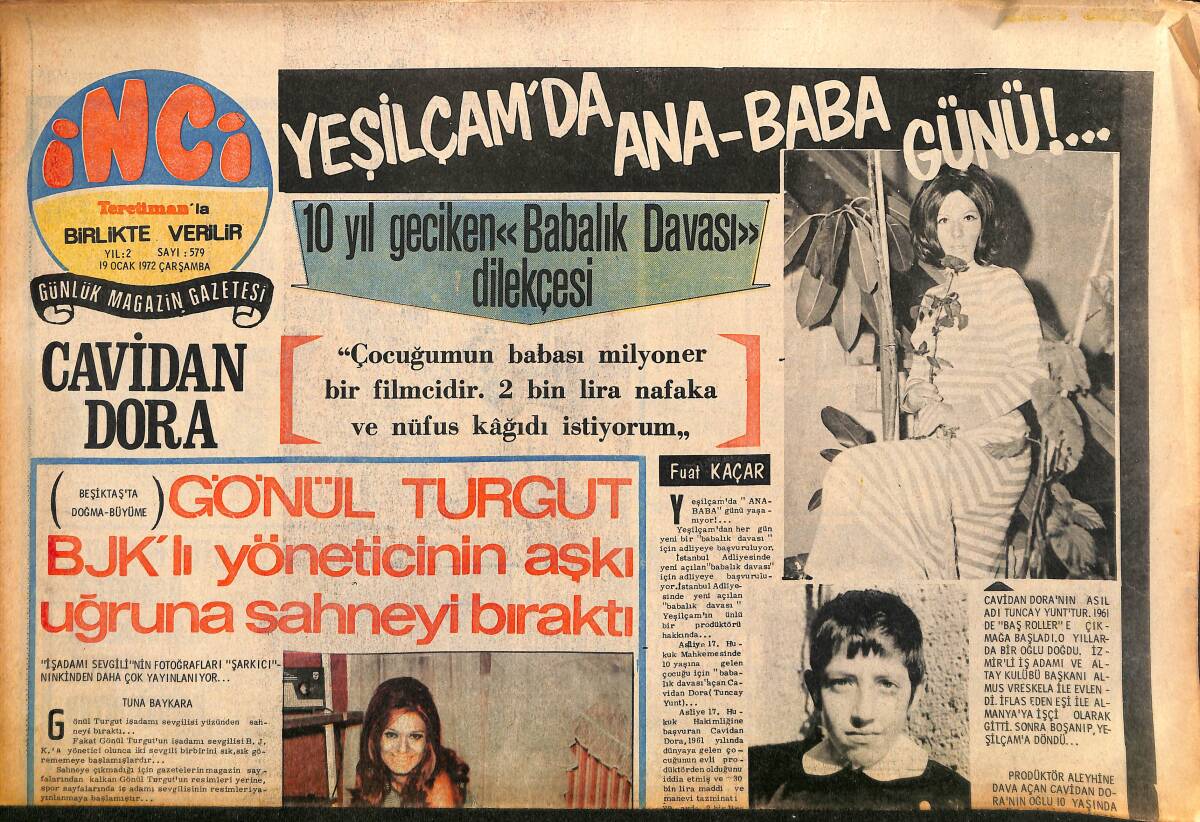Tercüman Gazetesi İnci Eki 19 Ocak 1972 - Neriman Köksal Adı Yeniden Afişlere Yazılıyor GZ147629 - 1