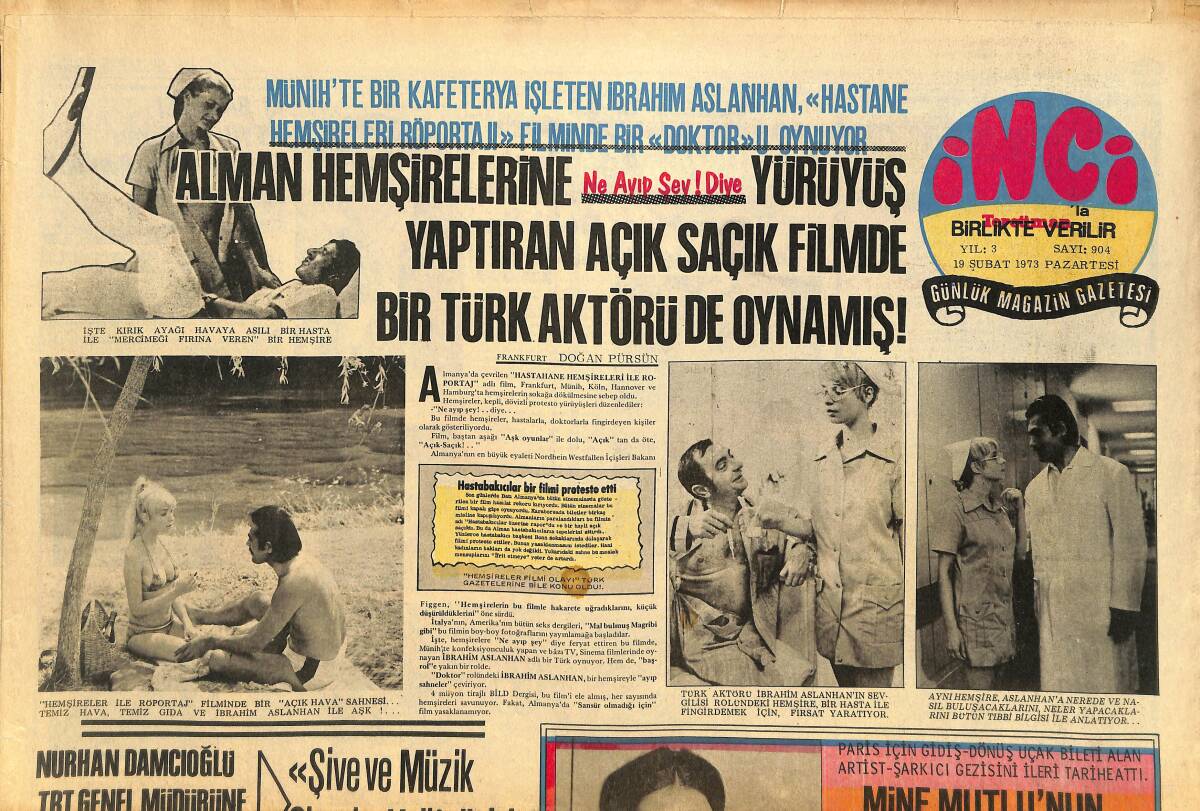 Tercüman Gazetesi İnci Eki 19 Şubat 1973 - Mine Mutlu'nun Yurt Dışına Çıkışı Yasaklandı - Kartal Tibet Yunus Emre'yi Canlandıracak GZ146238 - 1