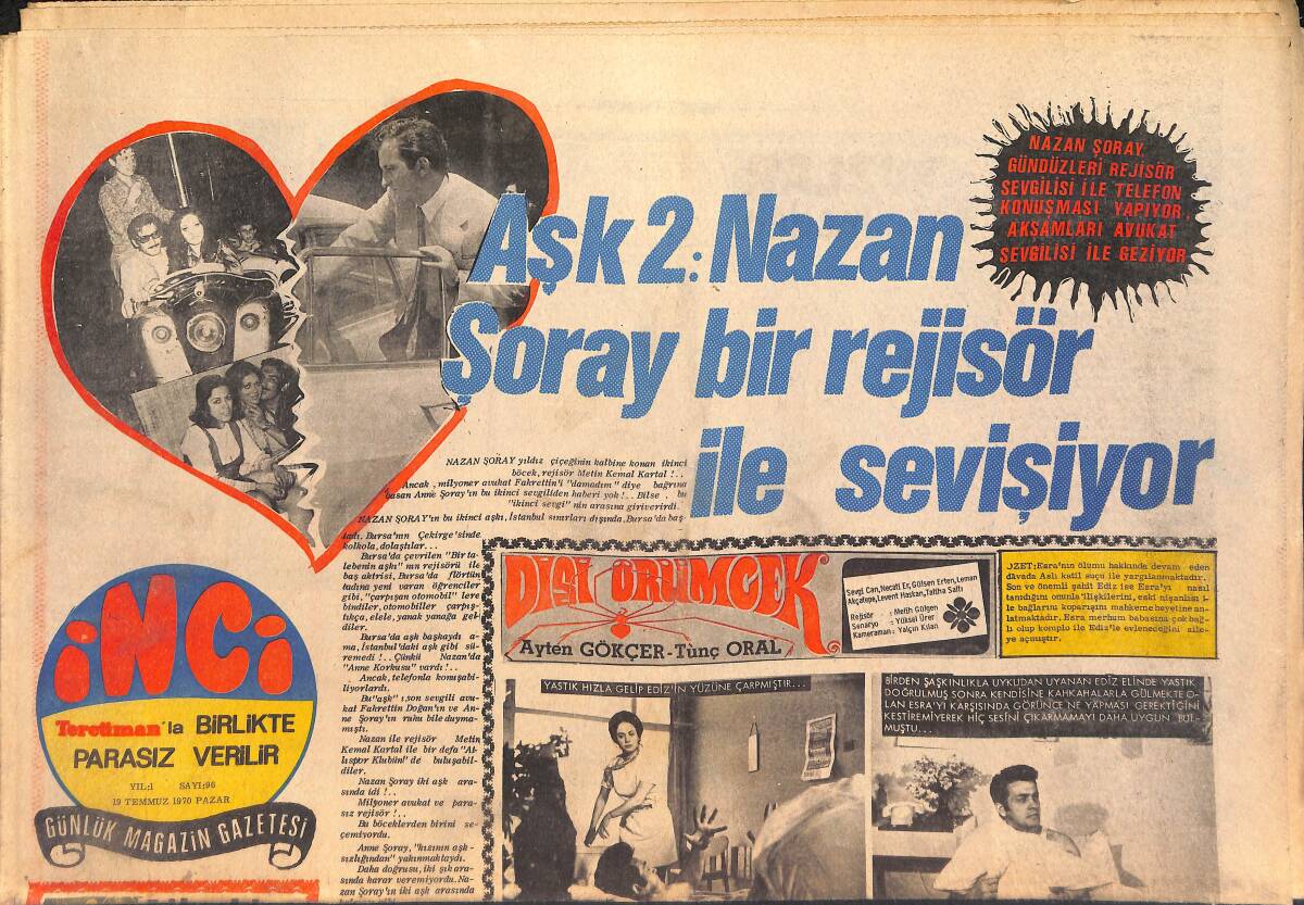 Tercüman Gazetesi İnci Eki 19 Temmuz 1970 - Aşk 2: Nazan Şoray Bir Rejisör İle Sevişiyor GZ146173 - 1