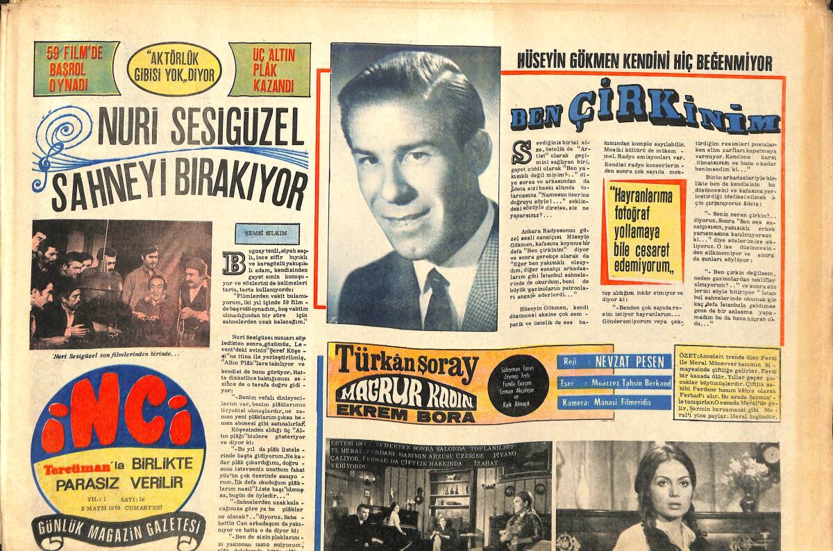 Tercüman Gazetesi İnci Eki 2 Mayıs 1970 - Türkan Şoray Mağrur Kadın Fotoroman - Fenerbahçe Şampiyon GZ141403 - 1