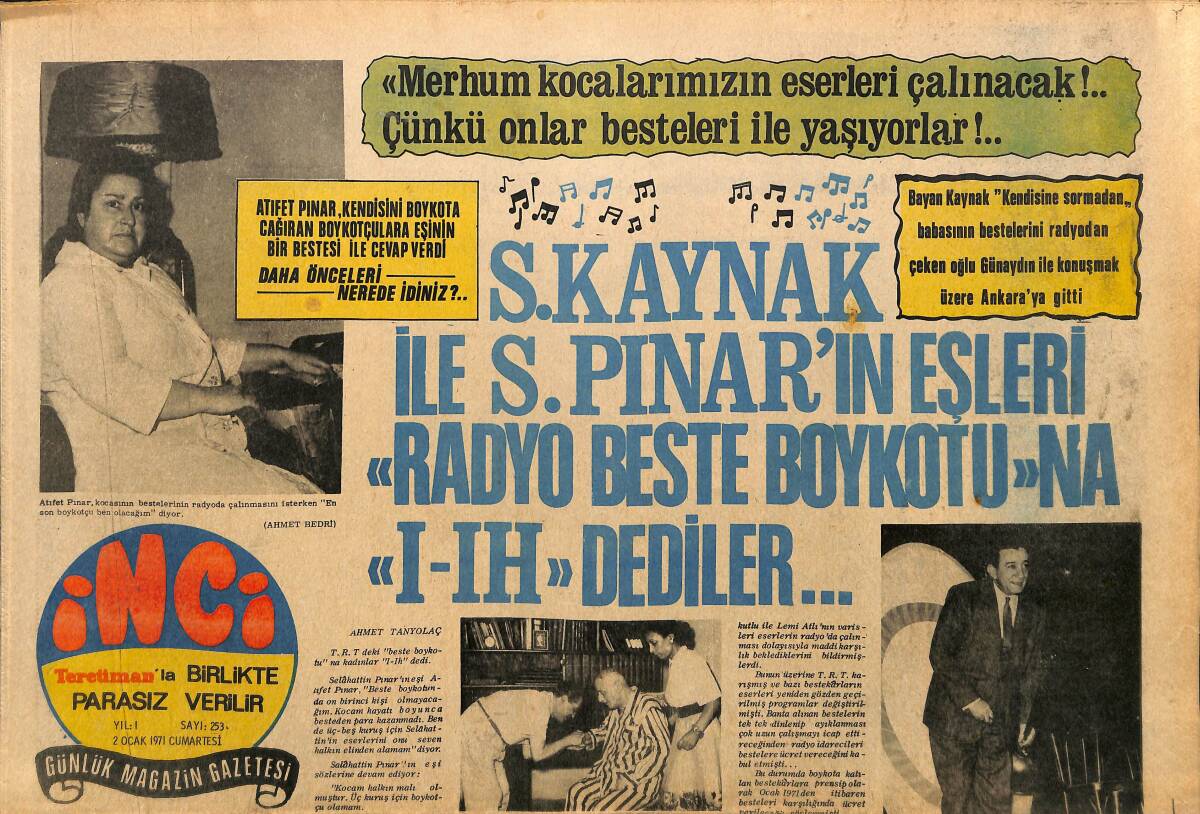 Tercüman Gazetesi İnci Eki 2 Ocak 1971 - Mini Etekli Zeki Müren - Altın Kozalı Kadın : Fatma Girik GZ160754 - 1