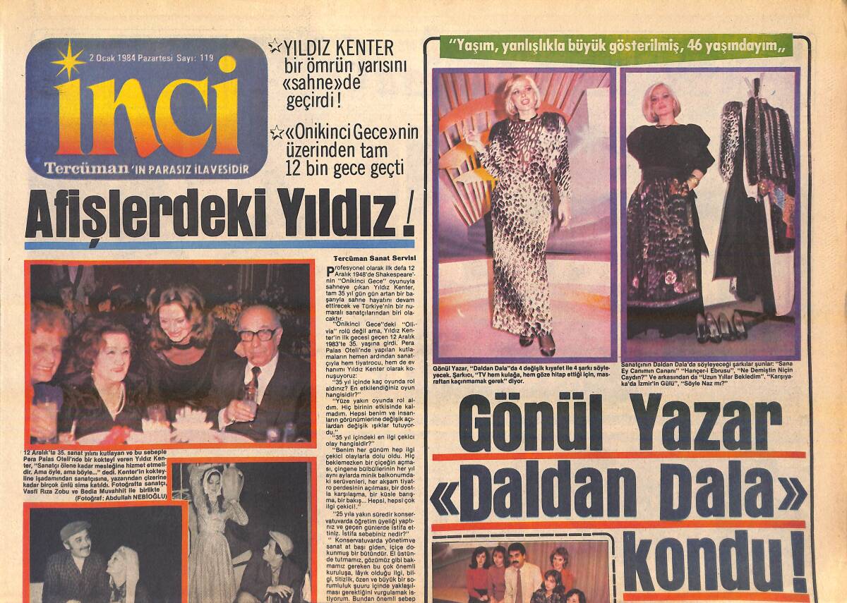 Tercüman Gazetesi İnci Eki 2 Ocak 1984 - Gönül Yazar Daldan Dala Kondu - İbrahim Tatlıses Kızlar Korosu İle Nanay Söyleyecek GZ156187 - 1