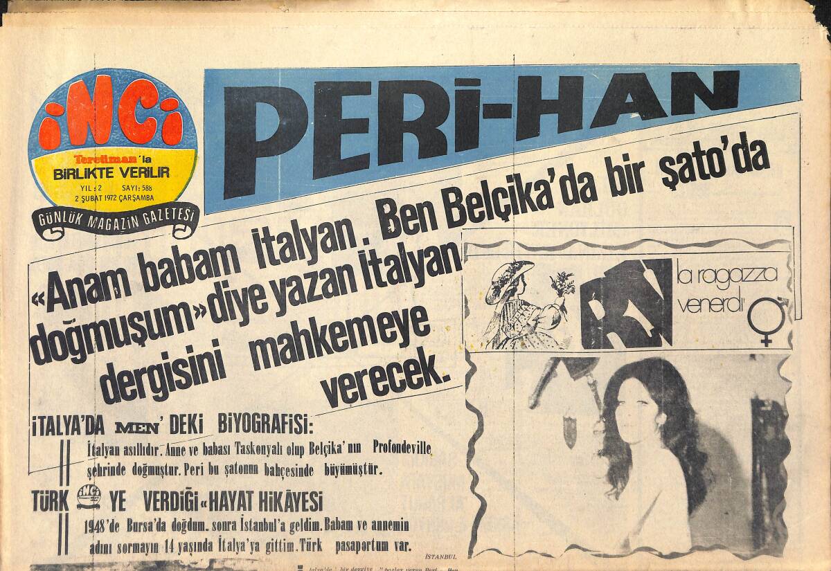Tercüman Gazetesi İnci Eki 2 Şubat 1972 - Kartal Tibet Filminde Giyeceği Kostümler İçin 20 Bin Ödedi! GZ146029 - 1