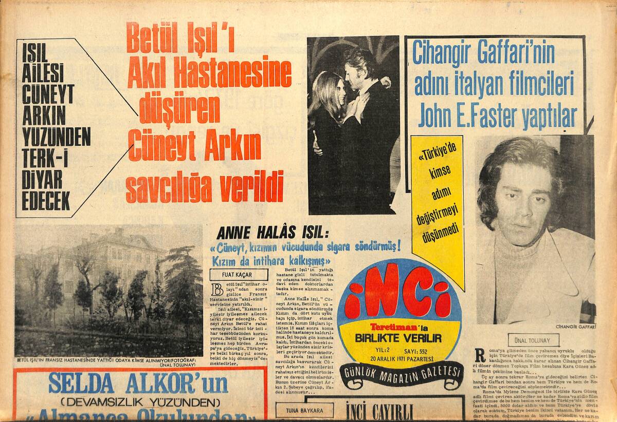 Tercüman Gazetesi İnci Eki 20 Aralık 1971 - Selda Alkor'un Almanca Okulundan Kaydı Silindi GZ147603 - 1