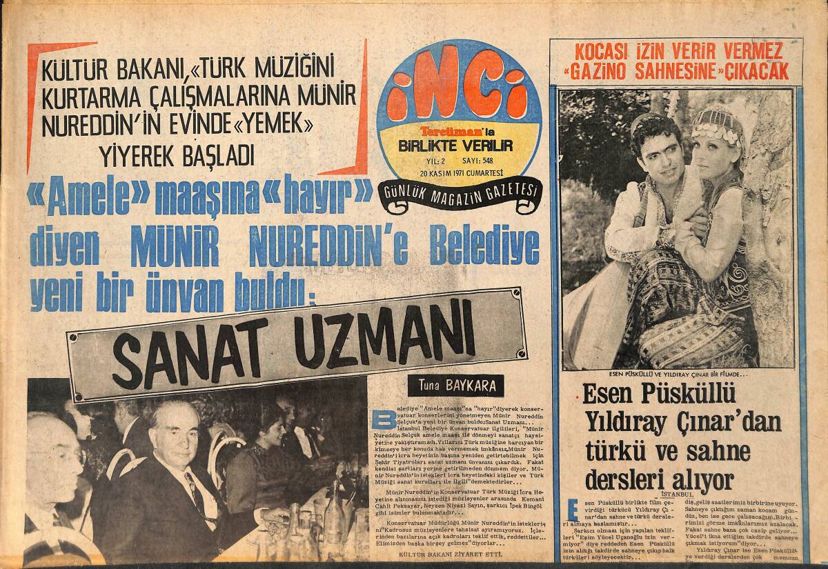 Tercüman Gazetesi İnci Eki 20 Kasım 1971 - Barış Manço İle Moğollar 1 Yıllık Ayrılmazlık Anlaşması İmzaladılar GZ160645 - 1