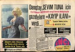 Tercüman Gazetesi İnci Eki 20 Mart 1971 - Sevim Tuna Vergi Borcu İçin Aranıyor GZ63179 - 2