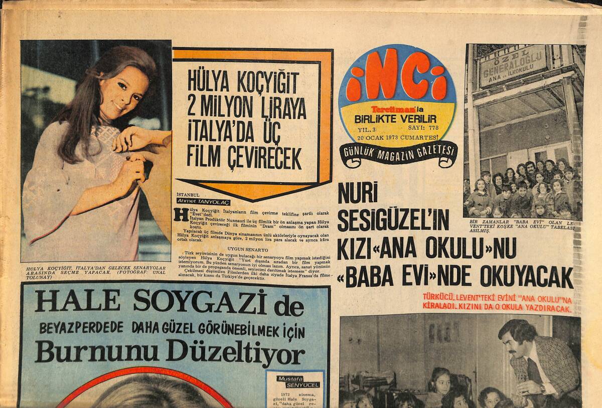 Tercüman Gazetesi İnci Eki 20 Ocak 1973 - Ümit Tokcan Radyo'dan İstifa Etti - Nuri Sesigüzel'in Kızı Ana Okulunu Baba Evinde Okuyacak GZ160777 - 1