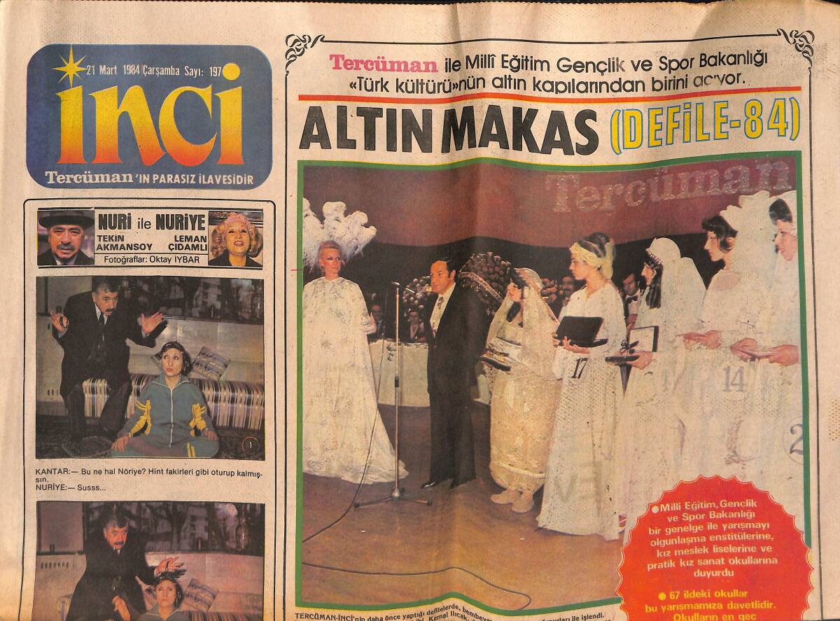 Tercüman Gazetesi İnci Eki 21 Mart 1984 - İzzet Altınmeşe '' Şarkılara Çok Ses Katacağım '' GZ134196 - 1