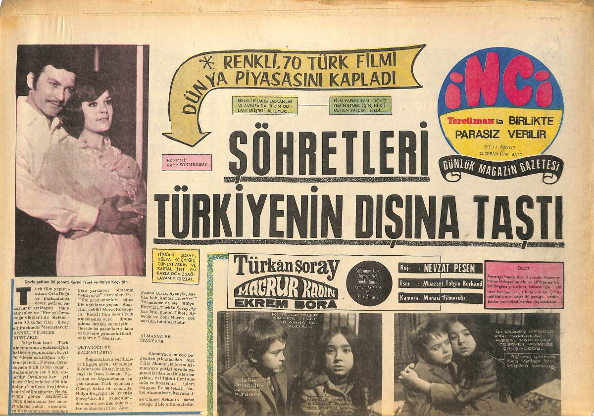 Tercüman Gazetesi İnci Eki 21 Nisan 1970 - Sinemanın Asi Genci Salih Güney Asi Gençlerden Şikayetçi GZ144819 - 1