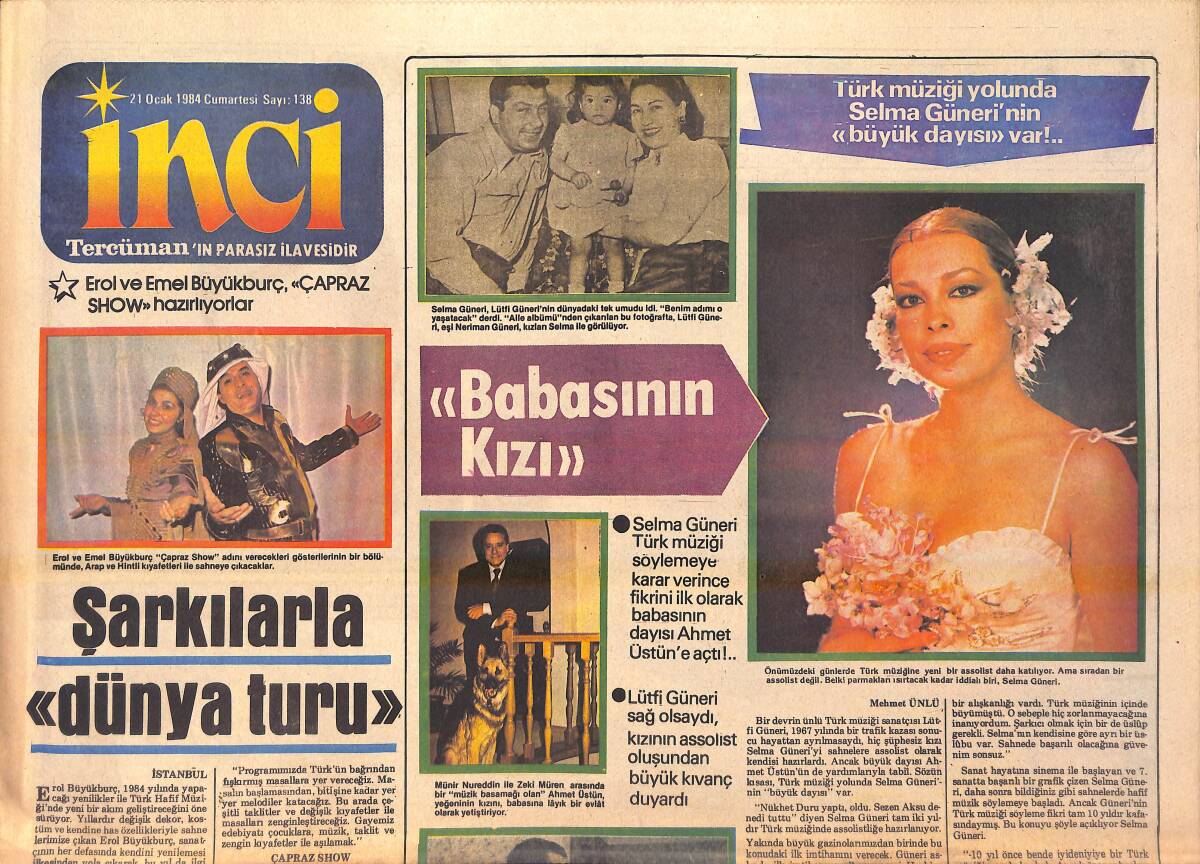 Tercüman Gazetesi İnci Eki 21 Ocak 1984 - Selma Günerİ'nin Büyük Dayısı Var - Michael Jackson Şairliğe Heves Etti GZ156322 - 1