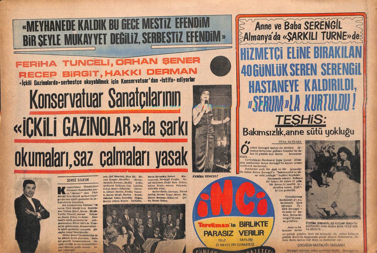 Tercüman Gazetesi İnci Eki 22 Mayıs 1971 - Anne Ve Baba Serengil Almanya'da Şarkılı Turnede GZ147360 - 1
