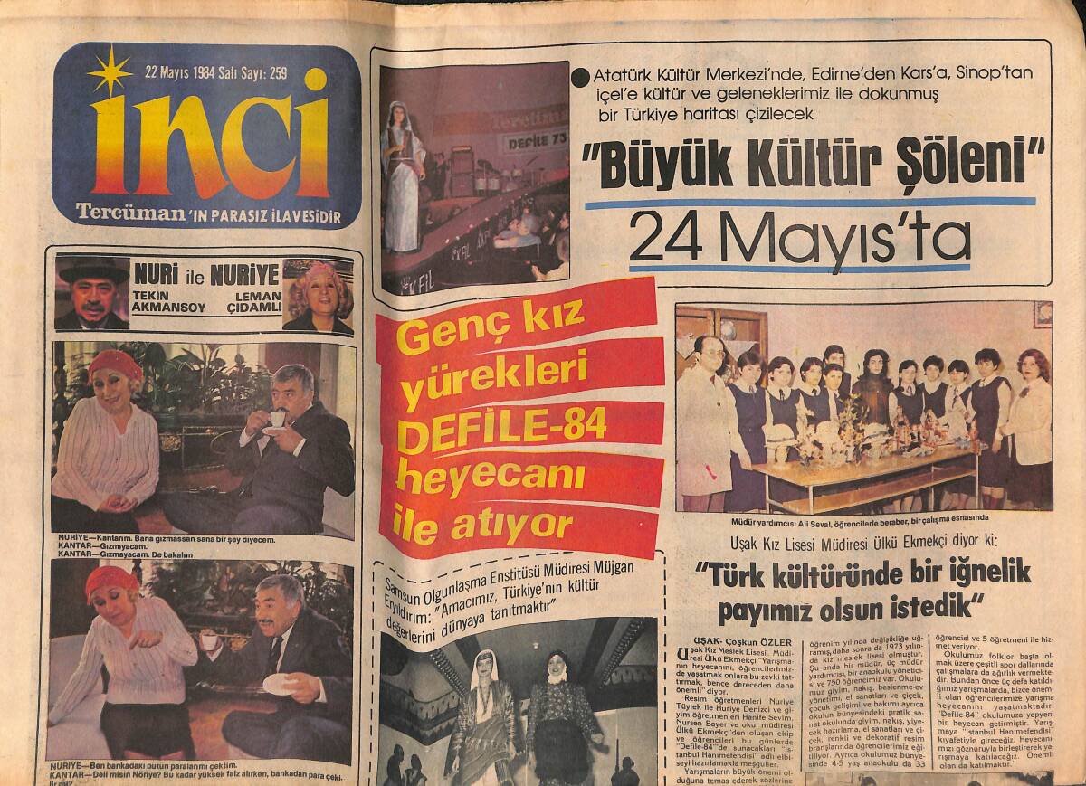 Tercüman Gazetesi İnci Eki 22 Mayıs 1984 - Altın Makas'ta Derece Almak Büyük Şereftir GZ134195 - 1