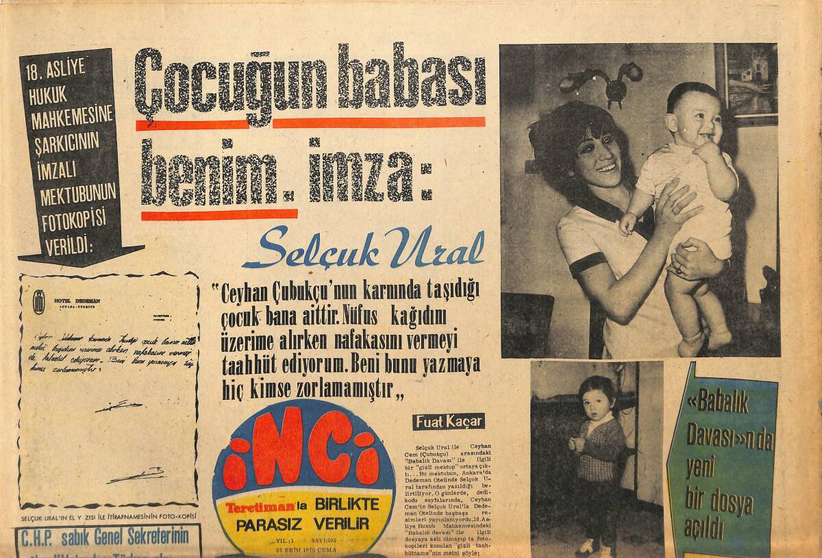 Tercüman Gazetesi İnci Eki 23 Ekim 1970 - Nigar Uluerer Dario Moreno Yarışmasına Katılacak GZ145365 - 1