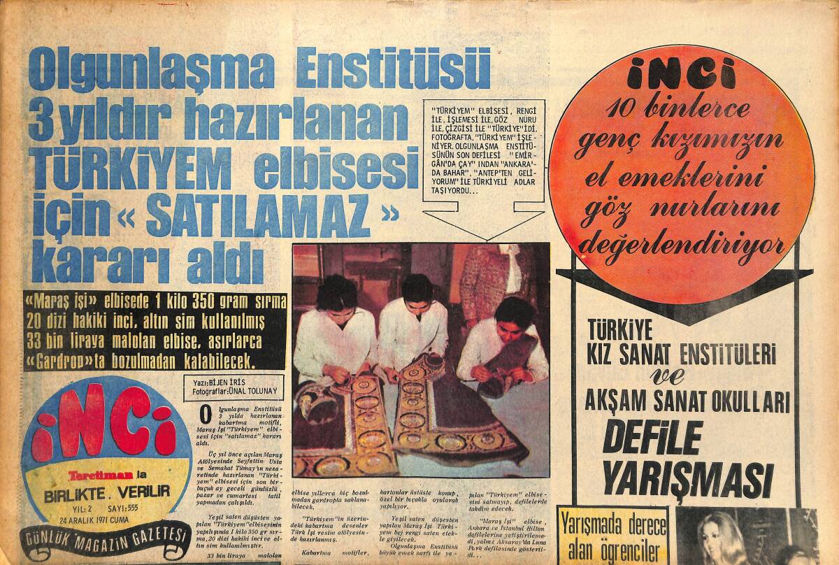 Tercüman Gazetesi İnci Eki 24 Aralık 1971 - 82 Yaşında Olan Charlie Chaplin'in Kızı Geraldine Chaplin 5 Yıldır Babasından Uzak Yaşıyor GZ147517 - 1