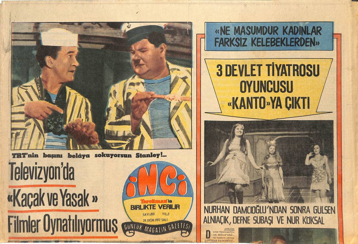Tercüman Gazetesi İnci Eki 24 Ekim 1972 - Nurhan Damcıoğlu'ndan Sonra Gülsen Alnıaçık , Defne Subaşı Ve Nur Köksal GZ144846 - 1