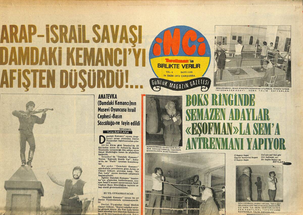Tercüman Gazetesi İnci Eki 24 Ekim 1973 - Feriha Tunceli Atatürk'ün Sevdiği Şarkılarla Konser Verecek GZ141152 - 1