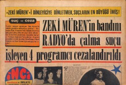 Tercüman Gazetesi İnci Eki 24 Kasım 1970 - Zeki Müren'in Bandını Radyoya Çalma Suçu İşleyen 4 Programcı Cezalandırıldı GZ147493 - 1