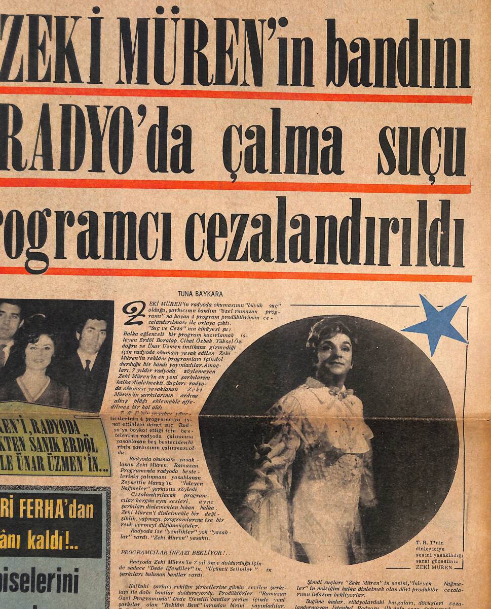 Tercüman Gazetesi İnci Eki 24 Kasım 1970 - Zeki Müren'in Bandını Radyoya Çalma Suçu İşleyen 4 Programcı Cezalandırıldı GZ147493 - 2