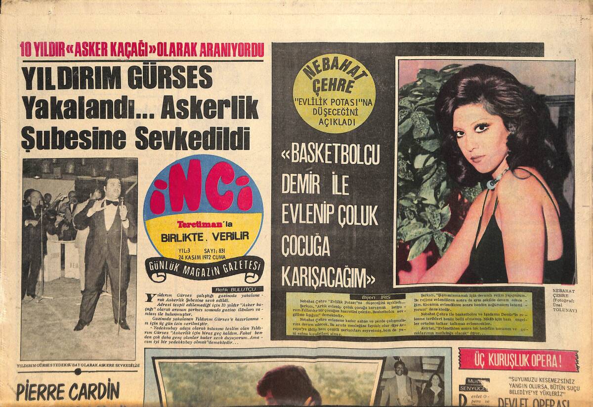 Tercüman Gazetesi İnci Eki 24 Kasım 1972 - Tarık Akan İngilizlerin Çevireceği Hamlet73'te Başrol Oynayacak - Prenses İra Türkiye'ye Gelemedi GZ145638 - 1