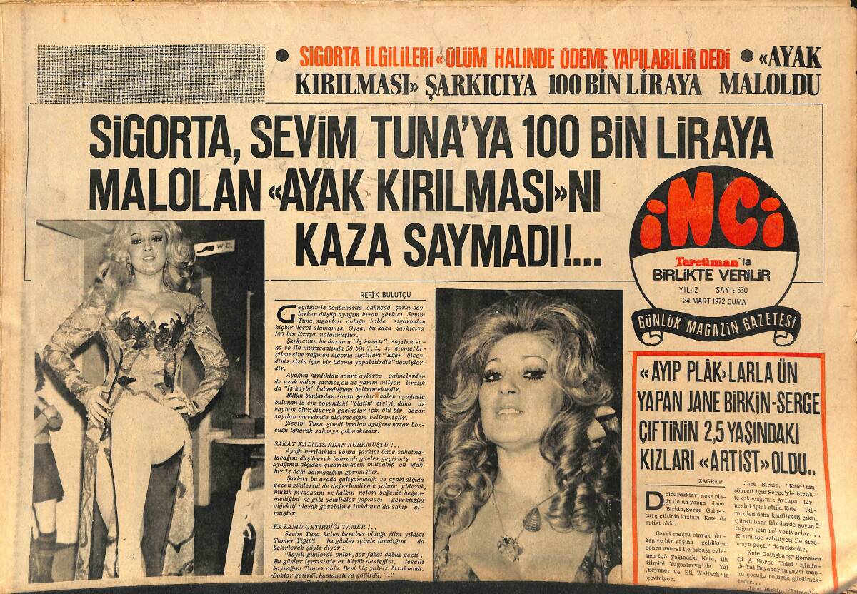 Tercüman Gazetesi İnci Eki 24 Mart 1972 - Münir Özkul Oğlunu Komik Artist Yaptı - Gönül Akkor Yuvamı Yıkamazsın Fotoroman GZ147519 - 1
