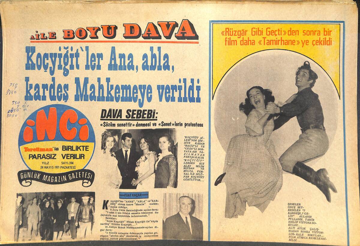 Tercüman Gazetesi İnci Eki 24 Mayıs 1971 - Tanju Korel Askere Gidebilmek İçin 5 Filmi 7 Günde Bitirecek - Ekrem Bora: Romantik Erkeğim GZ144301 - 1
