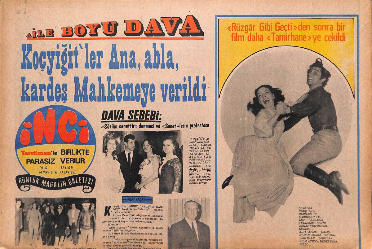 Tercüman Gazetesi İnci Eki 24 Mayıs 1971 - Tanju Korel Askere Gidebilmek İçin 5 Filmi 7 Günde Bitirecek GZ147361 - 1