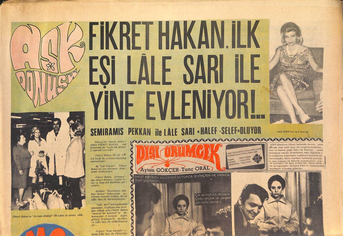 Tercüman Gazetesi İnci Eki 24 Temmuz 1970 - Fikret Hakan İlk Eşi Lale Sarı İle Yeniden Evleniyor - Robert Hossein'in Kadın Tipi GZ146169 - 1