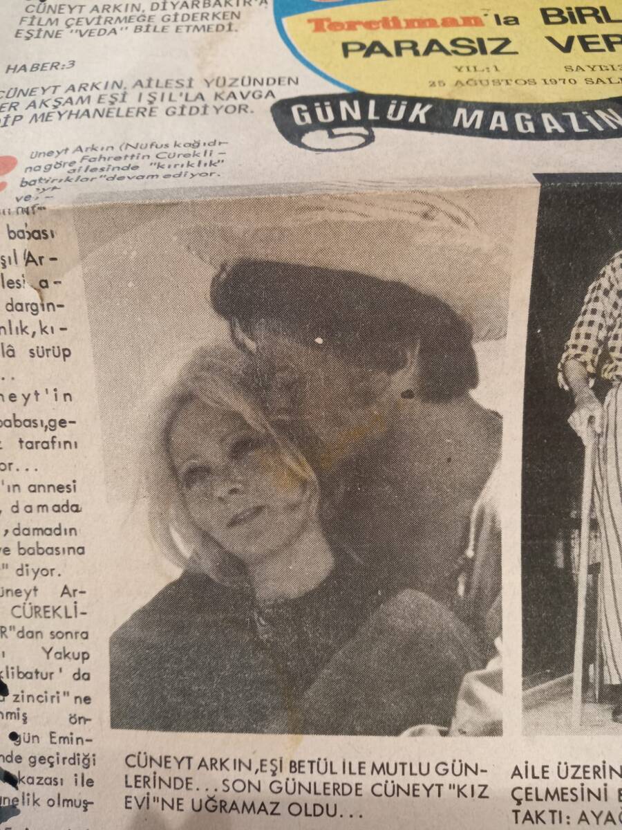 Tercüman Gazetesi İnci Eki 25 Ağustos 1970 - Cüneyt Arkın'ın Anne Babası İle Işıl'ın Ailesi Hala Dargın! - Richard Burton İçkiyi Bıraktı! GZ144742 - 2