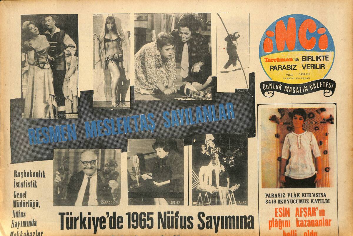 Tercüman Gazetesi İnci Eki 25 Ekim 1970 - Esin Afşar'ın Plağını Kazananlar Belli Oldu - Selda Alkor Saadet Potasına Düştü GZ147461 - 1