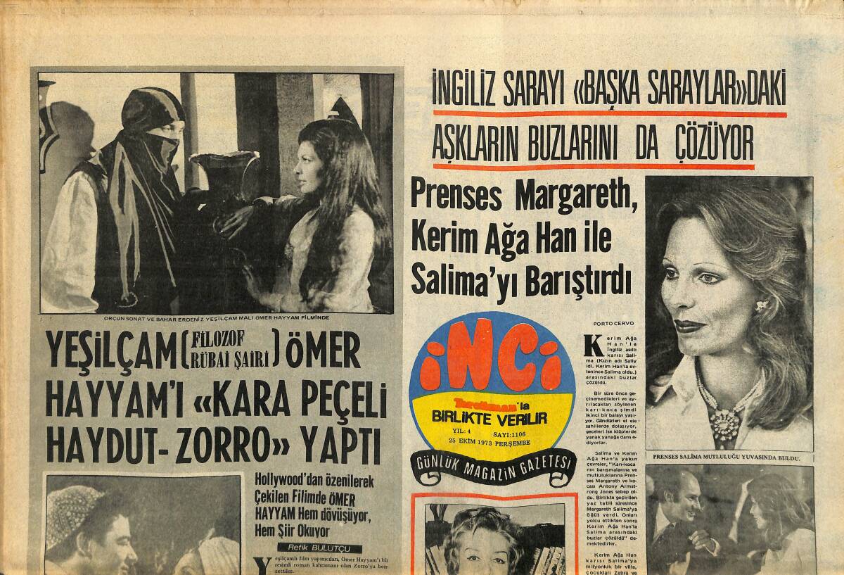 Tercüman Gazetesi İnci Eki 25 Ekim 1973 - Prenses Margareth , Kerim Ağa Han İle Salima'yı Barıştırdı GZ141154 - 1