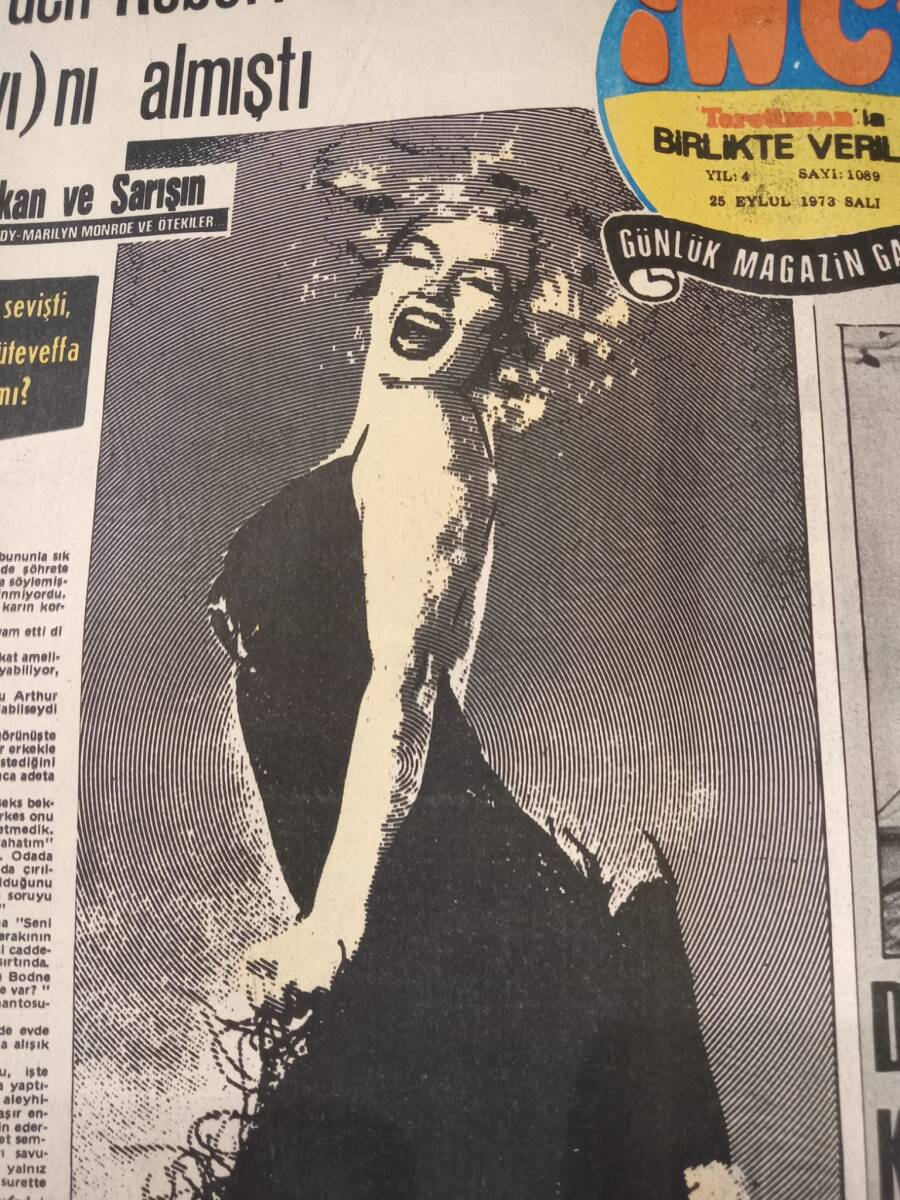 Tercüman Gazetesi İnci Eki 25 Eylül 1973 - Marilyn'den Robert Kennedy'de Aşk Payını Almıştı! - Cüneyt Arkın Afiş! GZ146071 - 2