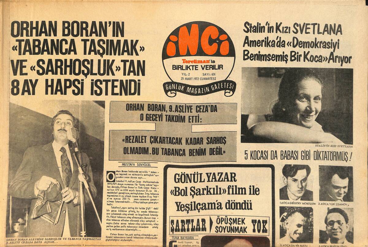 Tercüman Gazetesi İnci Eki 25 Mart 1972 - Nazan Şoray Kavgalı-Döğüşlü Ana Evinden Ayrılışı Dolayısıyla Kurban Kesti GZ160614 - 1