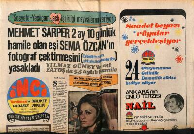 Tercüman Gazetesi İnci Eki 26 Nisan 1971 - Yılmaz Güneyin Eşi Fatoş 5.5 Aylık Hamile GZ63285 - 1