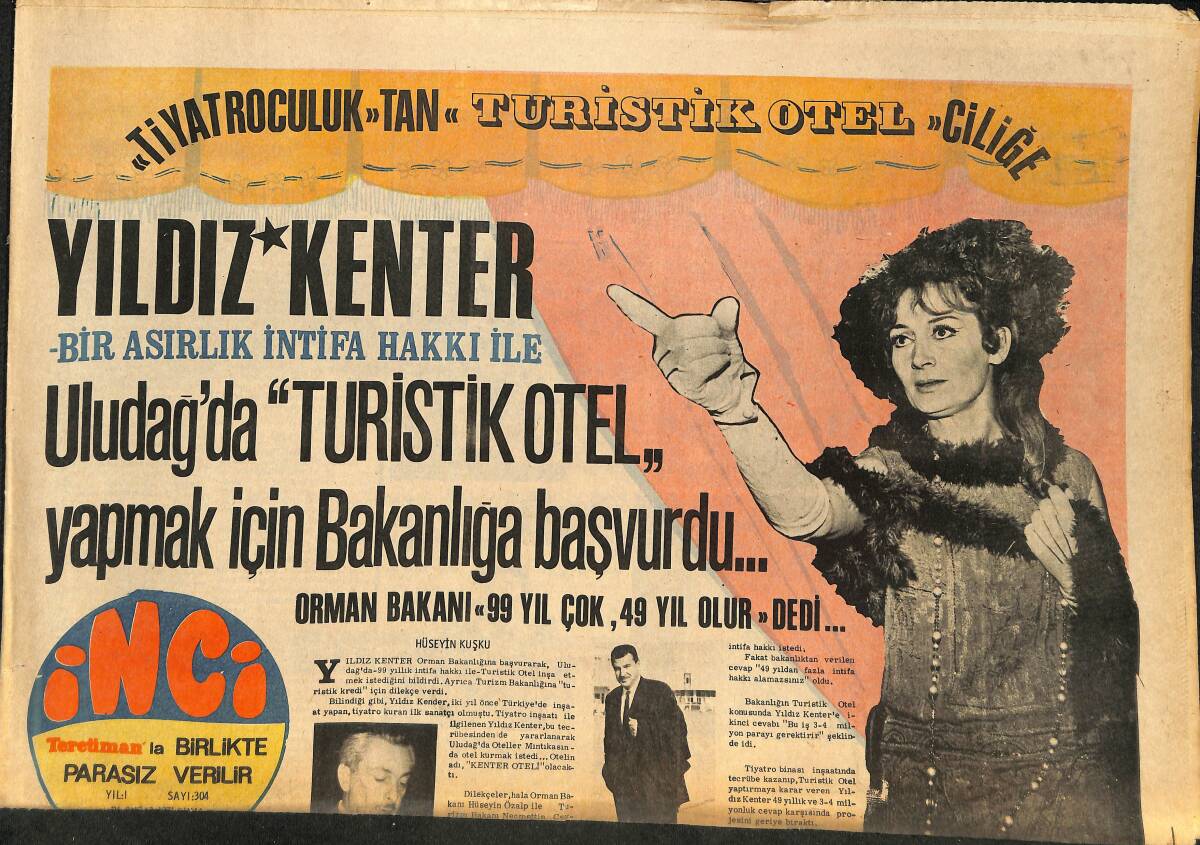 Tercüman Gazetesi İnci Eki 26 Şubat 1971 - Nazan Şoray'da İran'a Pasaport Aldı - Yıldız Kenter Uludağ'da Turistik Otel Yapmak İçin Bakanlığa Başvurdu GZ146235 - 1