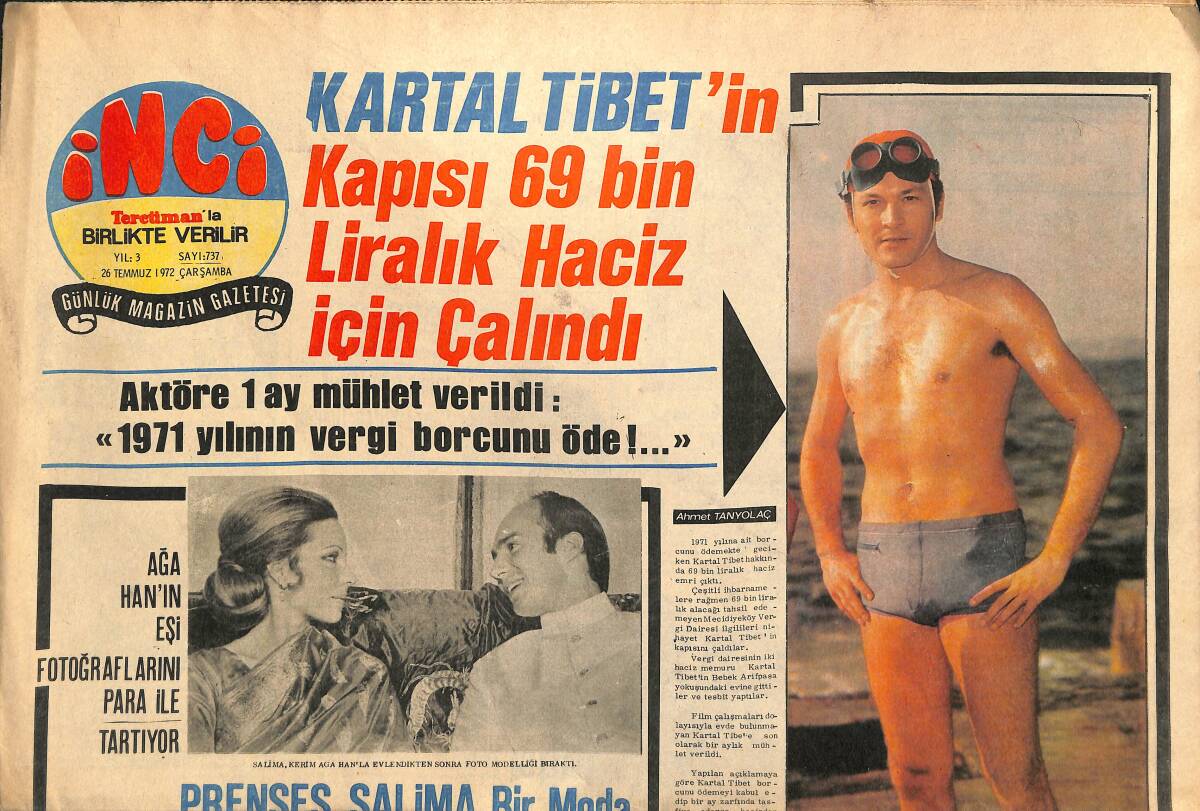Tercüman Gazetesi İnci Eki 26 Temmuz 1972 - Kartal Tibet'in Kapısı 69 Bin Liralık Haciz İçin Çalındı GZ141753 - 1