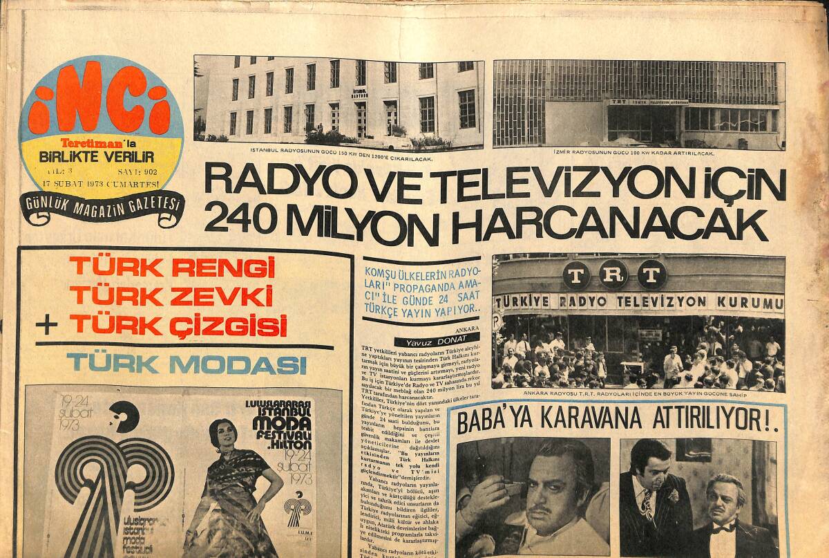 Tercüman Gazetesi İnci Eki 27 Haziran 1972 - Baba'ya Karavana Attırılıyor - Radyo Ve Televizyon İçin 240 Milyon Harcanacak GZ141802 - 1
