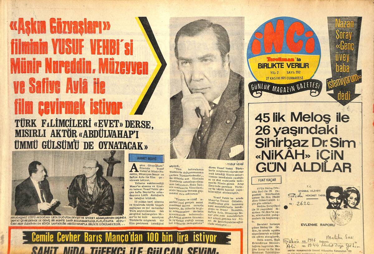 Tercüman Gazetesi İnci Eki 27 Kasım 1971 - Bir Yıl Önce Adana'da Kırılan Ayakları İyileşmeyen Aysel Tanju Tedavi İçin İstanbul'a Geldi GZ144509 - 1