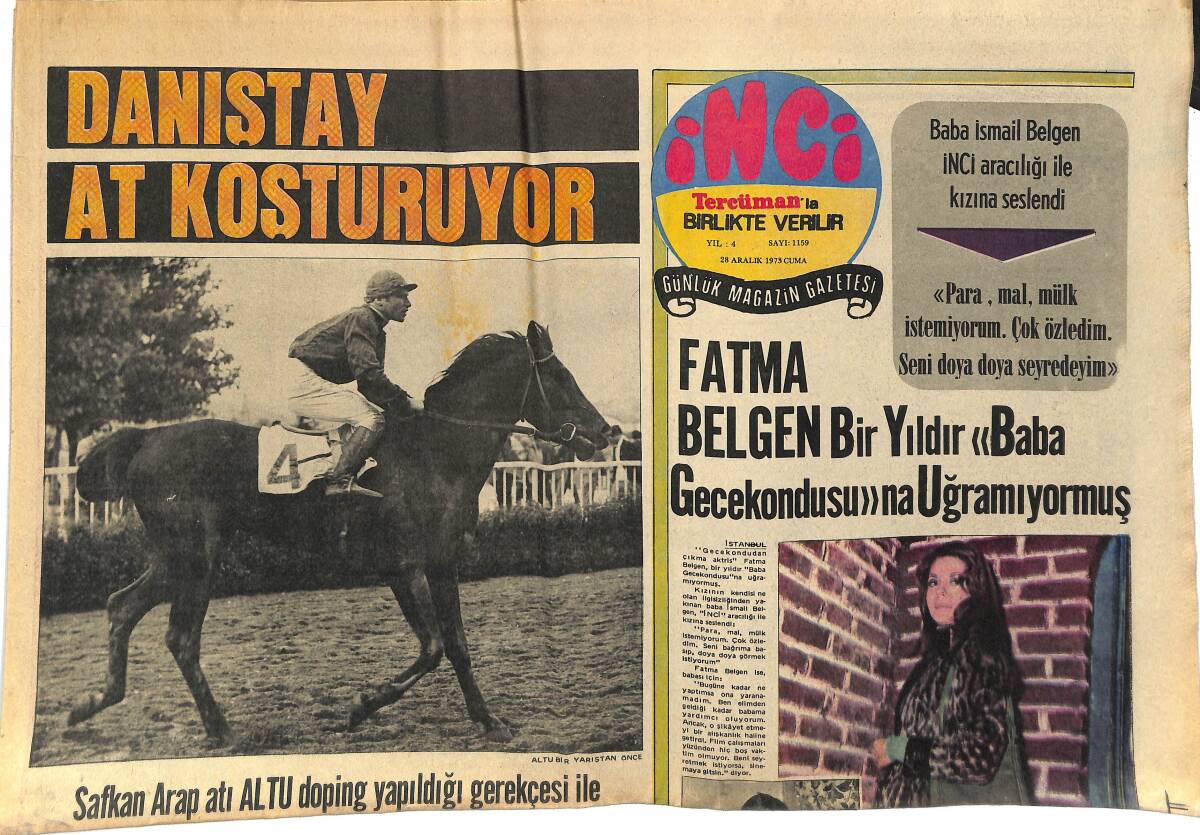 Tercüman Gazetesi İnci Eki 28 Aralık 1973 - Fatma Belgen Bir Yıldır Baba Gecekondusuna Uğramıyormuş GZ145391 - 1