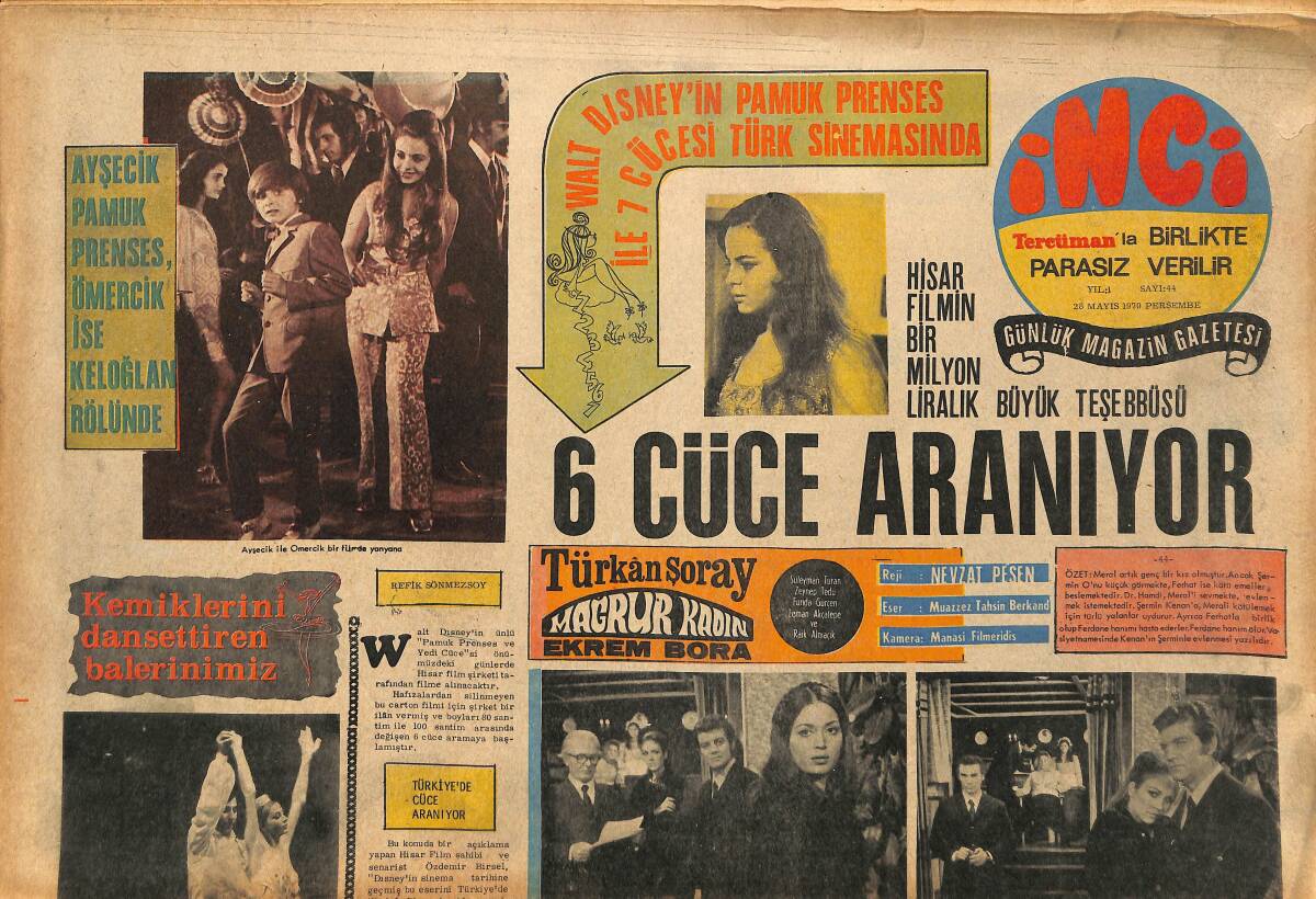 Tercüman Gazetesi İnci Eki 28 Mayıs 1970 - Ayşecik Pamuk Prenses, Ömercik İse Keloğlan Rolünde GZ147473 - 1