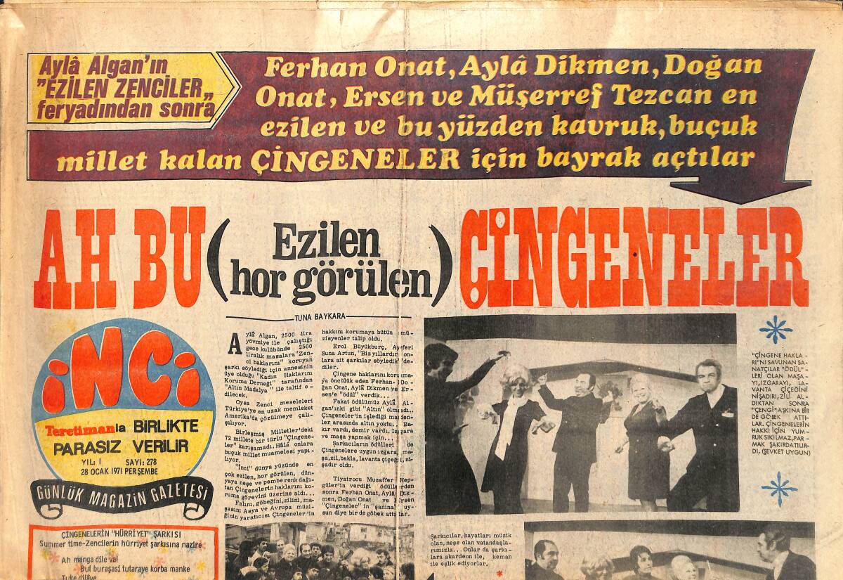 Tercüman Gazetesi İnci Eki 28 Ocak 1971 - Ah Bu Çingeneler - Erol Büyükburç Dağ Çiçeği GZ141399 - 1