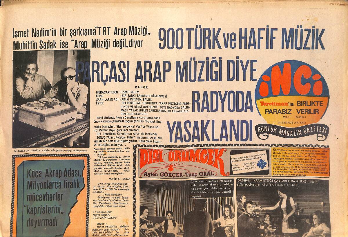 Tercüman Gazetesi İnci Eki 28 Temmuz 1970 - Onasis Jackie'yi Artist Yapmak İçin MGM'yi Satın Alıyor GZ146232 - 1
