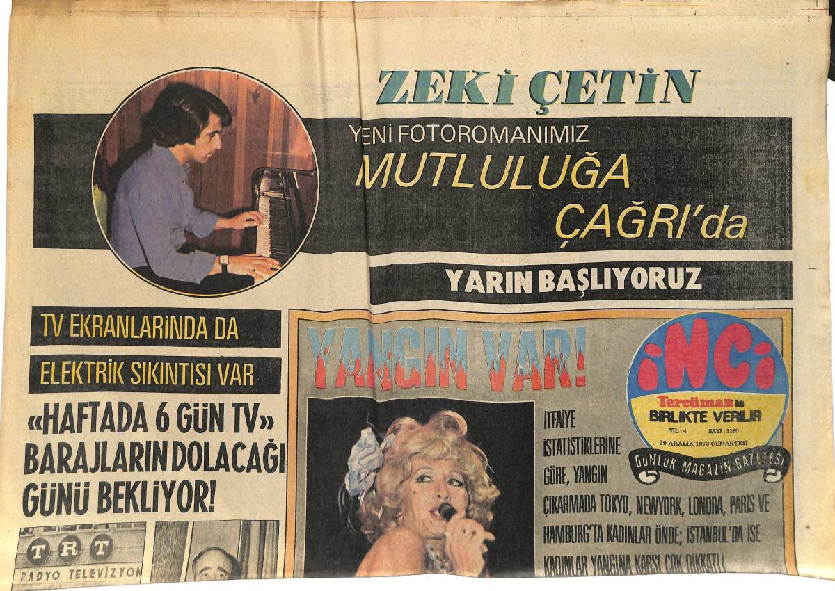 Tercüman Gazetesi İnci Eki 29 Aralık 1973 - Nurhan Damcıoğlu Yangına Kanto Elbisesi İle Gitti GZ145393 - 1