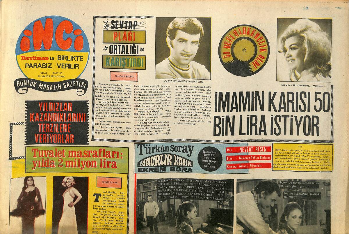 Tercüman Gazetesi İnci Eki 29 Mayıs 1970 - Kameraman Ali Uğur Bir Köylü Kızı İle Evleniyor GZ141507 - 1