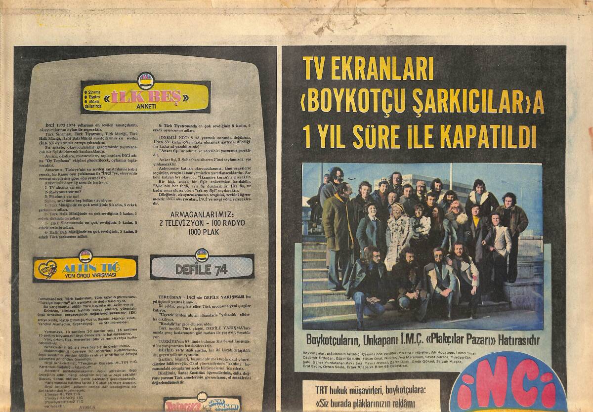 Tercüman Gazetesi İnci Eki 29 Ocak 1974 - Yüksel Alpdoğan Sahneye Çıkıyor GZ145081 - 1