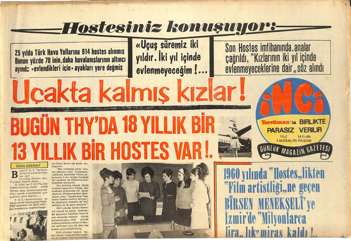 Tercüman Gazetesi İnci Eki 3 Haziran 1971 - Muzaffer Birtan'a Kızan Yıldırım Gürses , Koro'yu Boykot Etti GZ145119 - 1