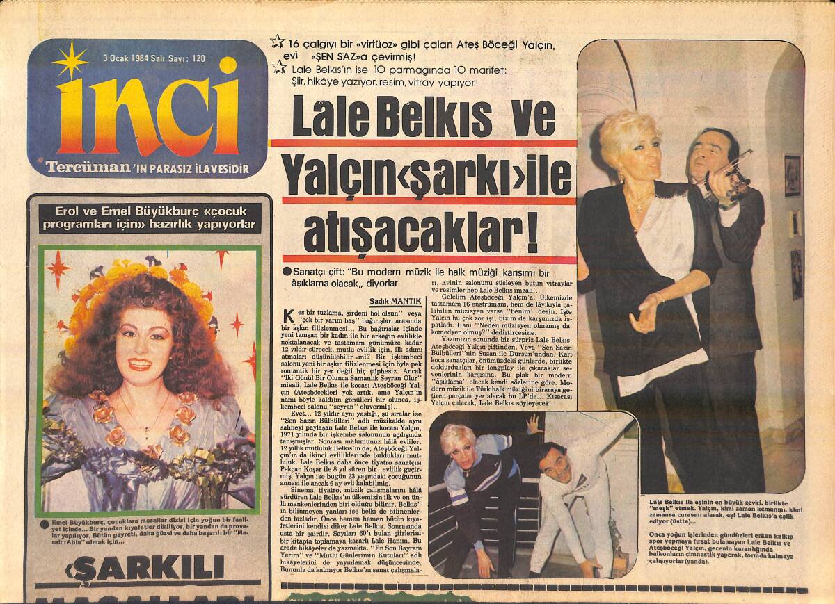 Tercüman Gazetesi İnci Eki 3 Ocak 1984 - Lale Belkıs Ve Yalçın Şarkı İle Atışacaklar - 007 James Bond'un Dönüşü GZ156184 - 1