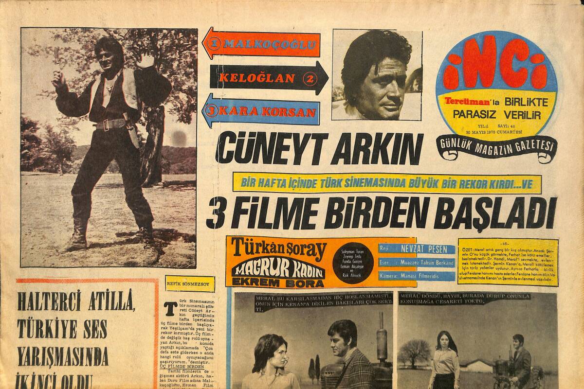 Tercüman Gazetesi İnci Eki 30 Mayıs 1970 - Cüneyt Arkın 3 Filme Birden Başladı GZ160557 - 1