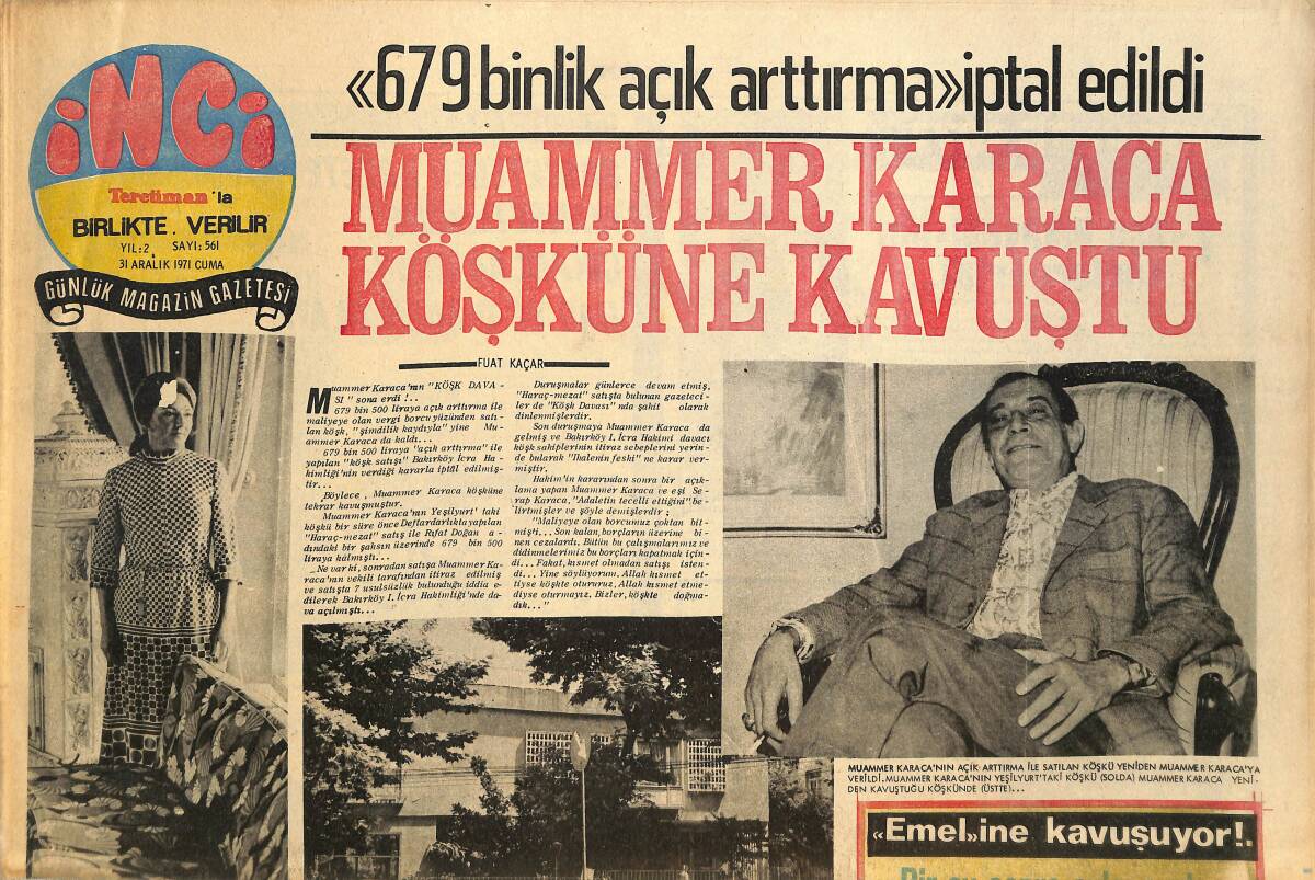 Tercüman Gazetesi İnci Eki 31 Aralık 1971 - Bir Ay Sonra Evlenecek Olan Uğur Güçlü Yeni Katını Döşemeye Başladı GZ144826 - 1