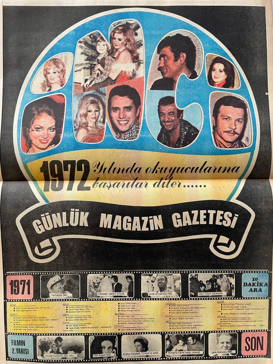 Tercüman Gazetesi İnci Eki 31 Aralık 1971 - Muammer Karaca Köşküne Kavuştu - Hollywood Artistleri Yeni Yıla Boşanma Dilekçeleri İle Girdiler GZ147497 - 2